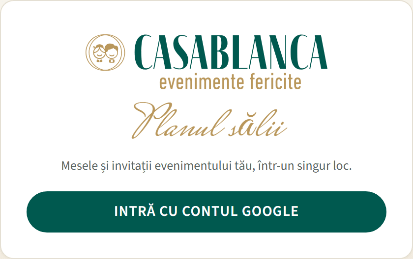 Pagina de intrare, cu butonul Intră cu contul Google
